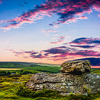 Buy canvas prints of  Sunset Over Dartmoor. by Tracey Yeo