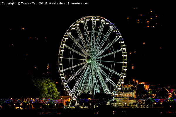 The Torquay Wheel At Night. Picture Board by Tracey Yeo