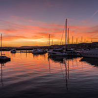 Buy canvas prints of Reflections in Torquay Marina. by Tracey Yeo
