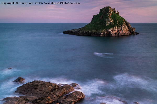 Sunset Over Thatcher Rock. Picture Board by Tracey Yeo