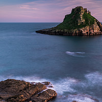 Buy canvas prints of Sunset Over Thatcher Rock. by Tracey Yeo