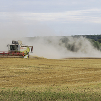 Buy canvas prints of  Combines at work by Brian Fry