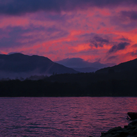 Buy canvas prints of Pink sunset, loch Tay by Bob  Dale