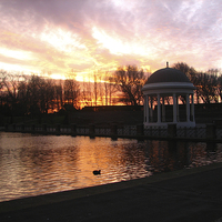 Buy canvas prints of sunrise over bandstand by jim huntsman