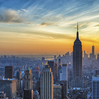 Buy canvas prints of Empire State Sunset by Kevin Ainslie