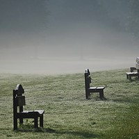 Buy canvas prints of Empty Seats in the mist by Gerald Robinson