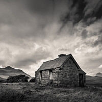 Buy canvas prints of Bothy and Mountains by Dave Bowman