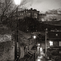 Buy canvas prints of Edinburgh Castle from the Vennel by Dave Bowman