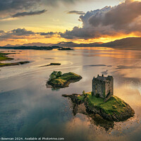 Buy canvas prints of Castle Stalker Sunset by Dave Bowman
