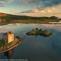 Buy canvas prints of Last Light at Castle Stalker by Dave Bowman