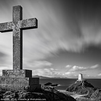Buy canvas prints of Cross at Twr Mawr Lighthouse by Dave Bowman