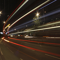 Buy canvas prints of London Buses at night by Peter Hart