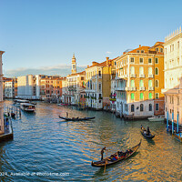 Winter Sunset Gondolas Venice Cityscape