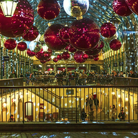 Buy canvas prints of London Covent Garden - Christmas Lights & Decorati by John Ly