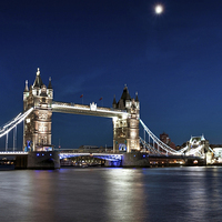 Buy canvas prints of London Tower Bridge Under Moonlight by John Ly