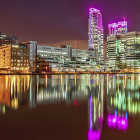 Buy canvas prints of Pink Glow at Canary Wharf by John Ly