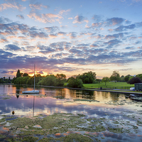 Buy canvas prints of  Sunset at Danson Park by John Ly
