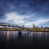 Buy canvas prints of  London Millennium Bridge and St. Paul's Cathedral by John Ly