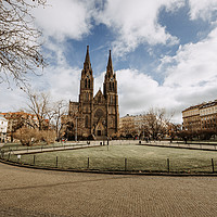 Buy canvas prints of Peace Square, Church of Saint Ludmila in Prague by John Ly