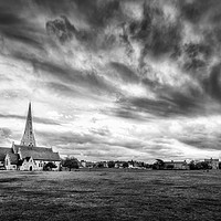 Buy canvas prints of  All Saints Church in Blackheath in Black and Whit by John Ly