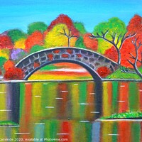 Buy canvas prints of Autumn Fall Glory colorful canvas painting by Manjiri Kanvinde