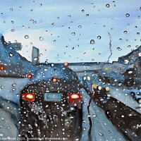 Buy canvas prints of Long drive on Highway romantic rainy painting by Manjiri Kanvinde