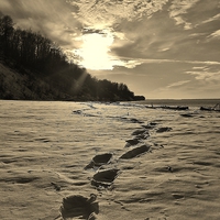 Buy canvas prints of A winters shore walk. by Jeffrey Evans