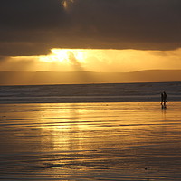 Buy canvas prints of Sunset over saunton sands by Helen Cooke