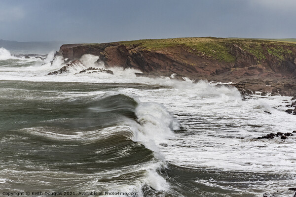 Waves in St Brides Haven Picture Board by Keith Douglas