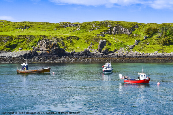 Boats moored at Muck Picture Board by Keith Douglas