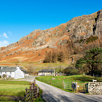 Buy canvas prints of Middle Fell Farm and Raven Crag, Great Langdale by Keith Douglas