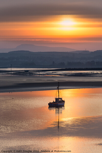 Morecambe Fishing Boat at sunrise Picture Board by Keith Douglas