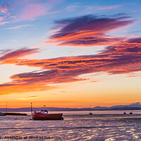Buy canvas prints of Morecambe Bay boats at sunset by Keith Douglas