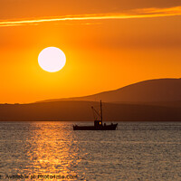 Buy canvas prints of Morecambe Bay Sunset with fishing boat by Keith Douglas