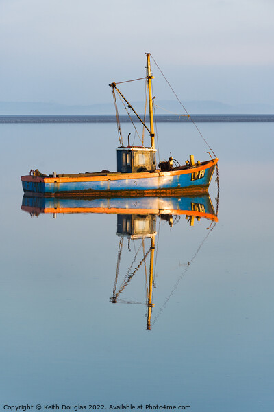 Morecambe Bay - boat reflections Picture Board by Keith Douglas