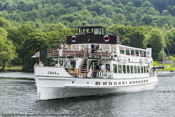 The passenger steamer (boat), Swan on Windermere Picture Board by Keith Douglas