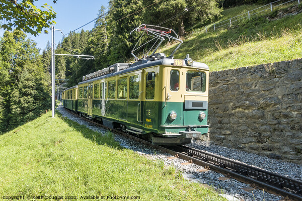 Swiss train at Lauterbrunnen Picture Board by Keith Douglas