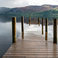 Buy canvas prints of Flooded Pier on Derwent Water by Keith Douglas