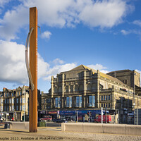 Buy canvas prints of Morecambe Sculpture and Alhambra Theatre by Keith Douglas