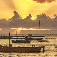Buy canvas prints of Boats in Morecambe Bay at Sunset by Keith Douglas