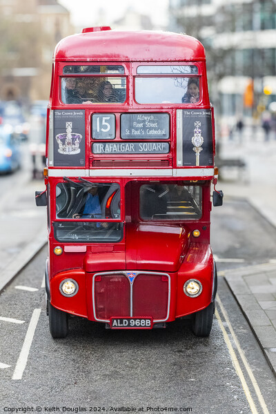 Red Bus to Trafalgar Square Picture Board by Keith Douglas