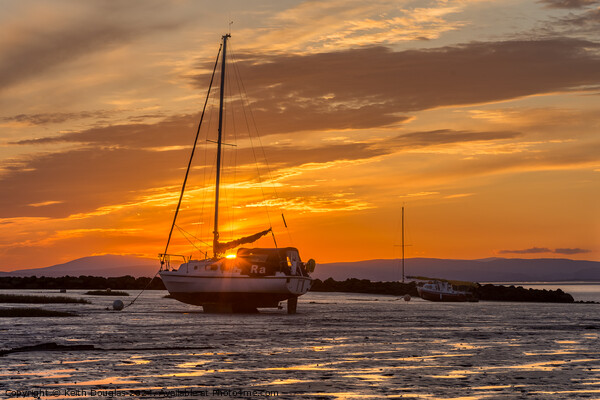 Morecambe Bay - Boat at Sunset Picture Board by Keith Douglas