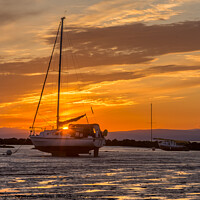 Buy canvas prints of Morecambe Bay - Boat at Sunset by Keith Douglas