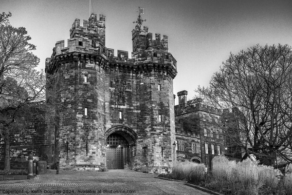 Approaching Lancaster Castle (Black and White) Picture Board by Keith Douglas