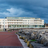 Buy canvas prints of The Midland Hotel in Morecambe at dusk by Keith Douglas