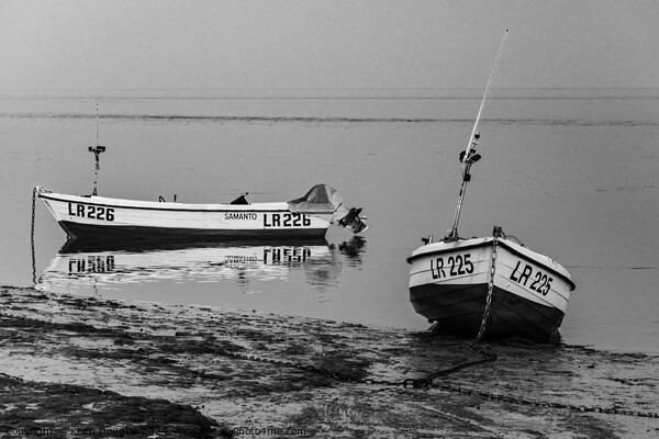Fishing Boats Moored in Morecambe Bay (B/W) Picture Board by Keith Douglas