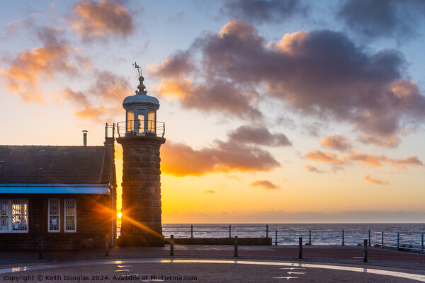 Morecambe Stone Jetty and Lighthouse at Sunset Picture Board by Keith Douglas