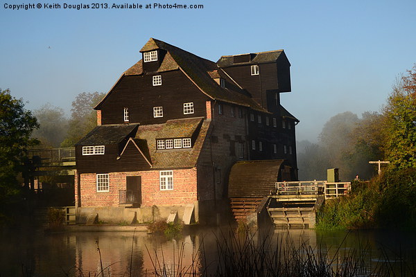 Houghton Mill, misty morning Picture Board by Keith Douglas