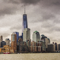 Buy canvas prints of Majestic Manhattan Skyline by Keith Douglas