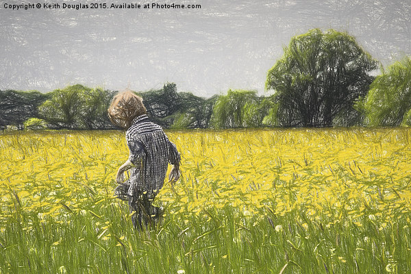 Running through fields of gold Picture Board by Keith Douglas